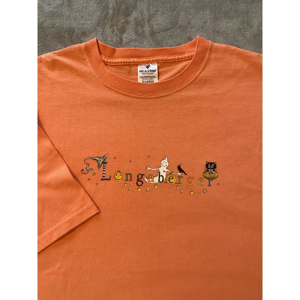 Longaberger Soft As A Grape T-Shirt Women XL Orange Halloween Ghost Graphic Tee‎